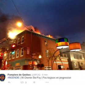 Incendie majeur à Québec