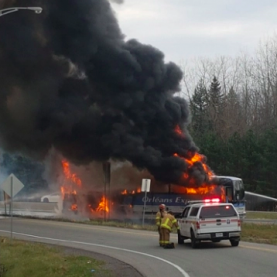 Un autobus d'Orléans Express prend feu