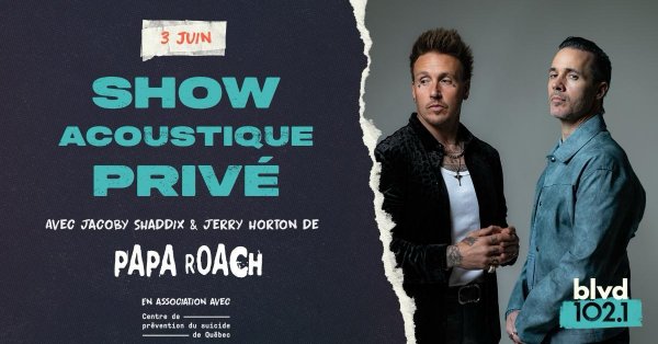 BLVD 102,1 reçoit Jacoby Shaddix de Papa Roach en prestation acoustique exclusive à Québec