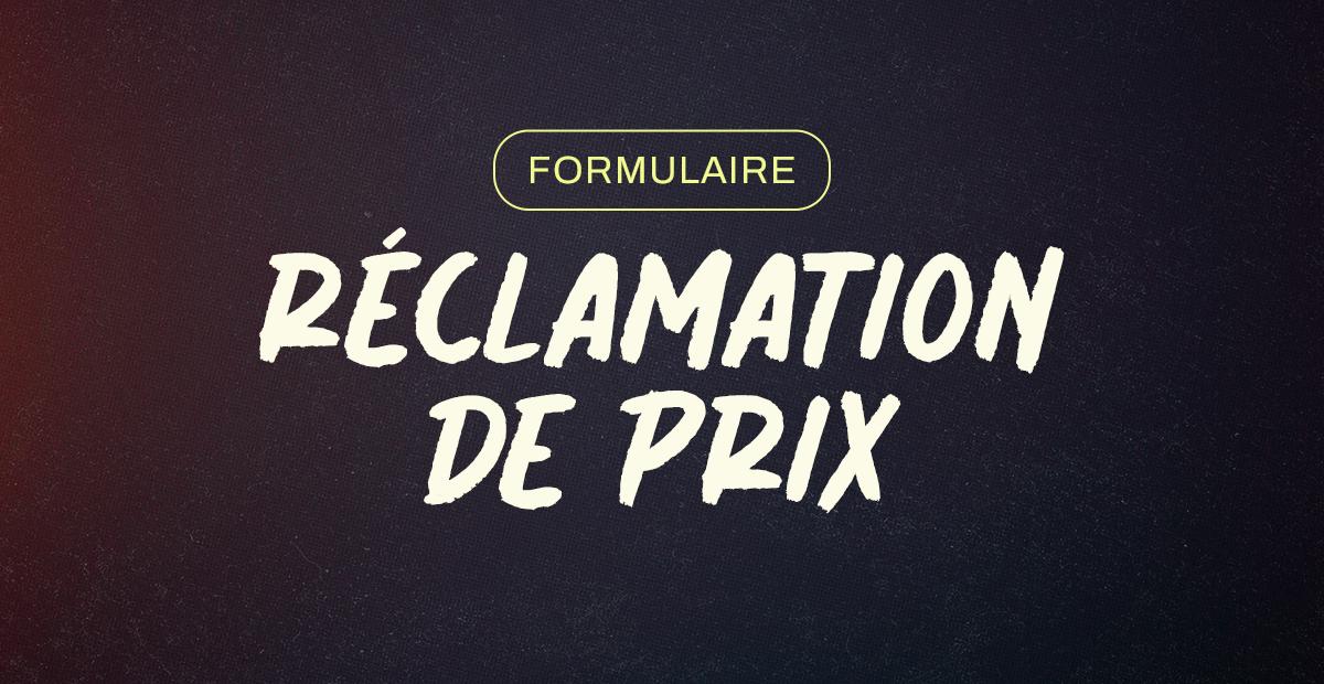 Formulaire de réclamation de prix