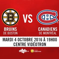 Gagnez votre paire de billets pour le match présaison des Canadiens au Centre Vidéotron