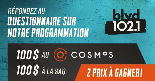 Participez au sondage sur BLVD 102,1 - Votre radio Rock!