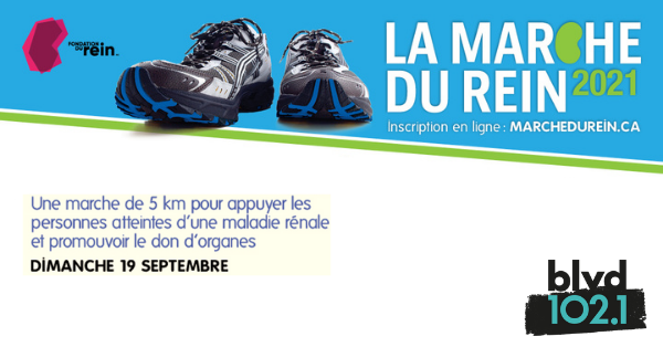 BLVD 102,1 supporte la marche du rein 2021