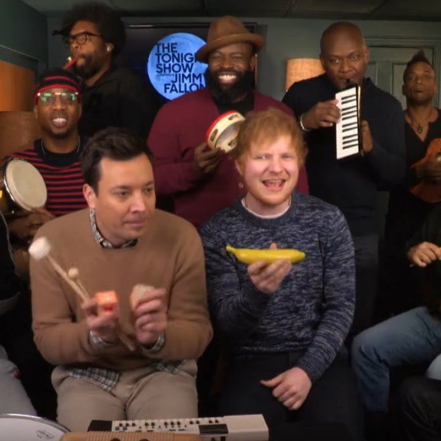 Ed Sheeran et Jimmy Fallon chantent accompagnés d'instruments pour enfants