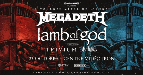 Megadeth et Lamb Of God reportés au Centre Vidéotron